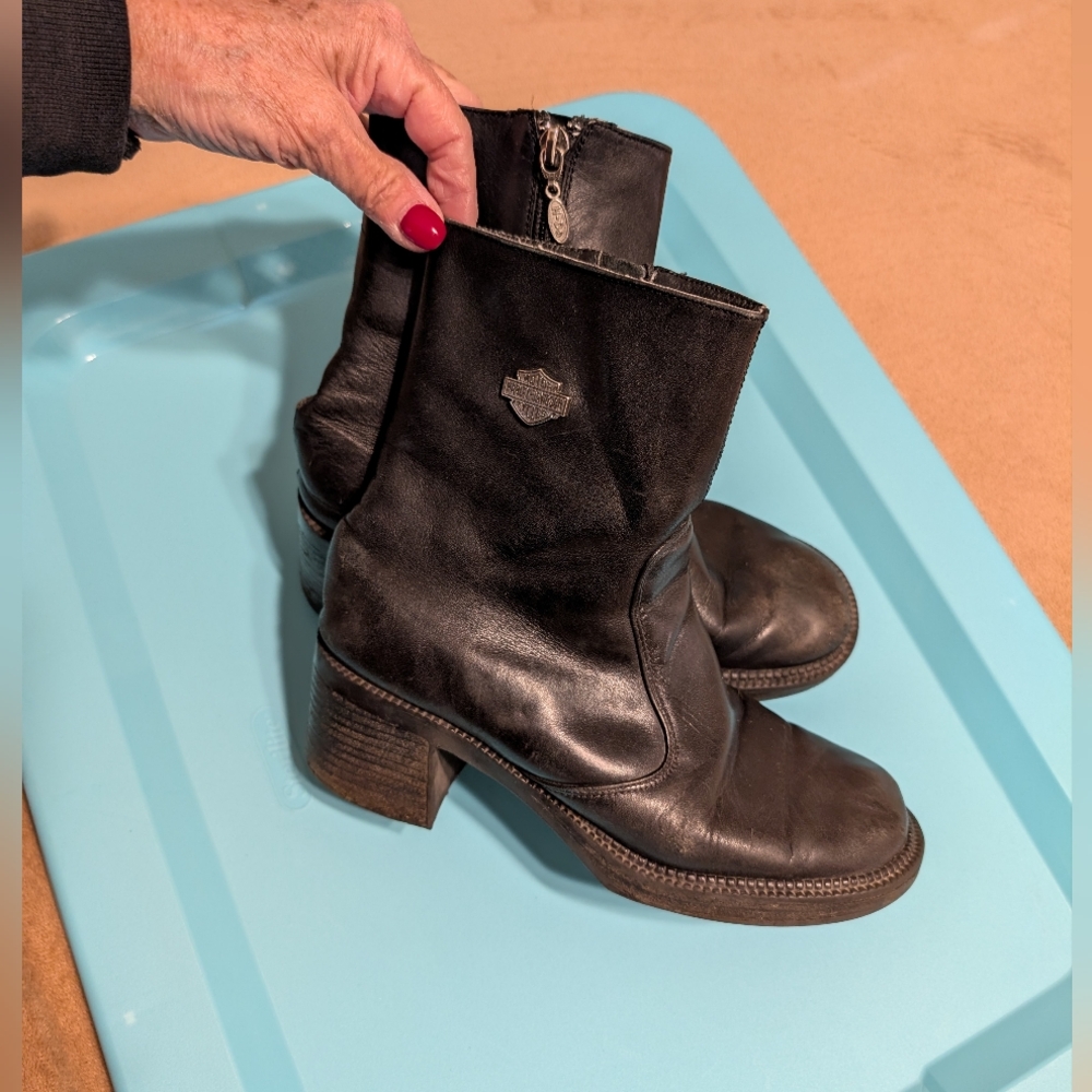 Vintage Harley-Davidson® Ladies Black Leather Ankle Boots
